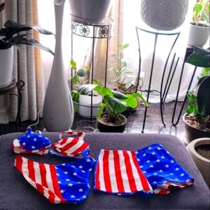 VTG Frederick's of Hollywood 4th of July American Flag 3pc Swim set